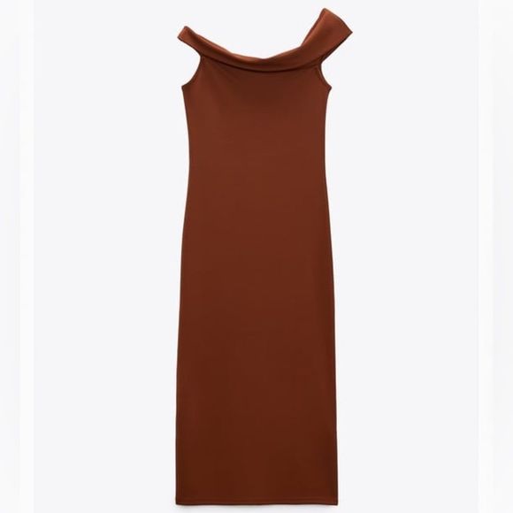 ZARA ASYMMETRIC NECKLINE DRESS - Picture 2 of 9
